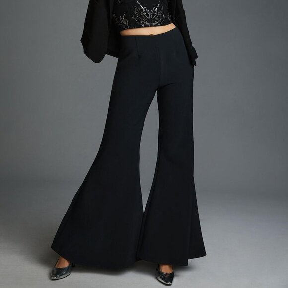 Anthropologie Pants - Anthropologie Bell Bottom Flare Pants Size 12 Black Flared Boho Side Zip